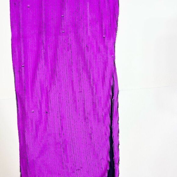 Nasty Gal Dress Womens 4 Midi One Shoulder Open Back Sequin NEW Purple - Picture 3 of 15